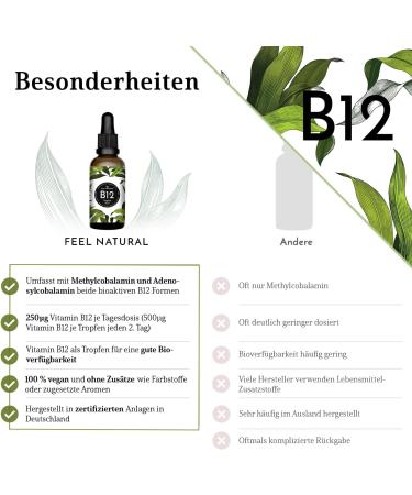 High-Dose Vegan Vitamin B12 - 50 ml (900 Drops) - 500 g/Drop - Methyl & Adenosylcobalamin - Lab-Tested Additive-Free Made in Germany - Buy Online on GoSupps.com