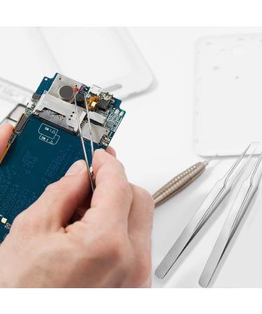 3-Piece Stainless Steel Tweezer Set for Ingrown Hair, Splinter, and Blackhead Removal - Precision Eyebrow Tweezers for Facial Hair - Silver - Buy Online on GoSupps.com