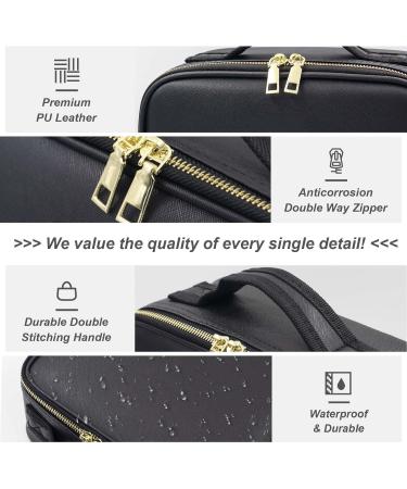 Jadazror Travel Makeup Bag with Partitionable Case, Lighted Mirror, and Brushes Storage - Portable and Compact Design in Black - Buy Online on GoSupps.com