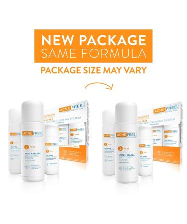 Acne Free 3 Step 24 Hour Acne Treatment Kit - Oil Free Cleanser Witch Hazel Toner & Acne Lotion - Effective Benzoyl Peroxide Solution for Teens & Adults - Buy Online on GoSupps.com