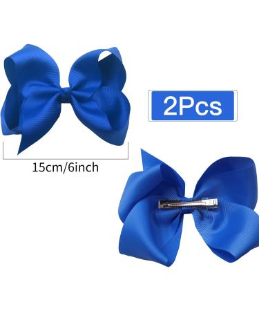 2 Pcs Blue Ribbon Hair Bow Clips Barrettes - Hair Styling Accessories for Girls & Women - Perfect for Christmas, Wedding, Birthday, Valentine's Day - 6 Inch - Buy Online on GoSupps.com