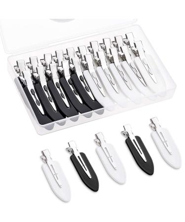20pcs Dent Free Hair Clips No Bend No Creaseless Hair Clips with Storage Box No Crease Barrette Pin Curl Clips for Girls Women Make Up Hairdressing Daily Use (Black White) White Black