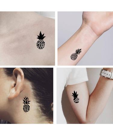 Dopetattoo 6 Sheets Temporary Pineapple Black Sketch Hawaiian Stamp Tattoos for Men and Women - Perfect for Neck, Arm, and Chest - Buy Online on GoSupps.com