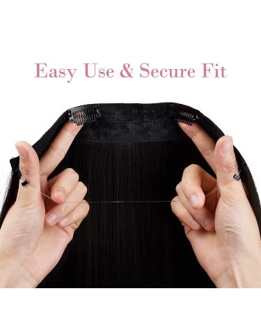 REECHO Invisible Wire Hair Extensions - 16 Inch Curly Wavy Headband Hairpiece for Women - Adjustable & Secure Clips - Buy Online on GoSupps.com