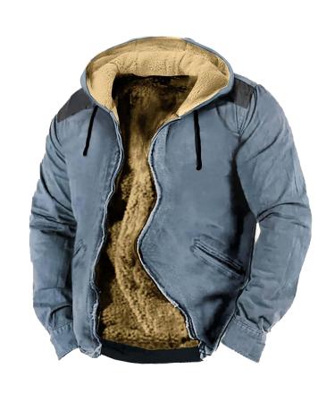 Hanxiulin plush jacket oversize warm lined fleecemantel men fleece jacket warm sweater windproof coat thick breathable light outdoor cardigan winter jacket blue s