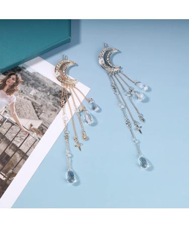 Buy Andelaisi Gold Moon Hair Clip - Crystal & Pearl Dangle Hair Accessory for Women & Girls - Buy Online on GoSupps.com