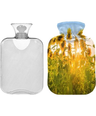 Sunflower Plants Field Hot Water Bottle - 2L Fleece Cover for Hot & Cold Compresses - International Shipping - Buy Online on GoSupps.com