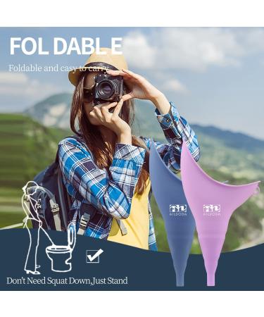 Female Portable Urinal for Women Women to Pee Standing Up Reusable Female Urinal Silicone Portable Womens Urinal for Camping Outdoor Travel Post Surgery Aid Pack of 2 Dark Blue+violet - Buy Online on GoSupps.com