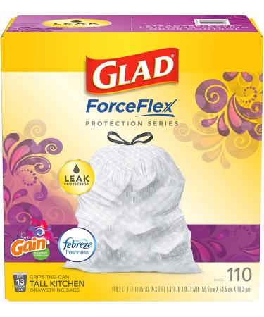 Glad ForceFlex Protection Series 13 Gal Trash Bags 110 Ct - Gain Moonlight Breeze with Febreze | Convenient Packaging - Buy Online on GoSupps.com