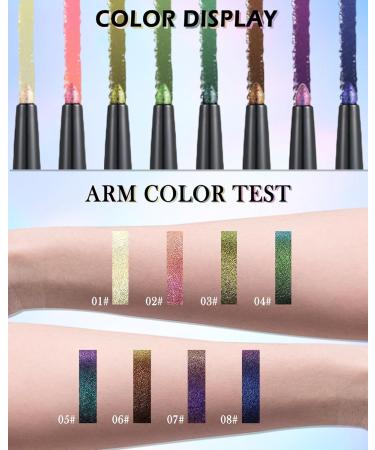 Glitter Colored Eyeliner Gel Pencil Chameleon Metallic Shimmer Pink Gel Eyeliner Pen Longlasting Waterproof Eye Liner Eyeshadow Cream Stick for Women Eye Makeup delineador de ojos contra el agua-02# - Buy Online on GoSupps.com