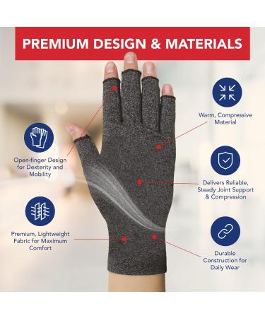 Doctor Developed Compression Gloves for Arthritis + Handbook - Grey XS | 1 Pair - Buy Online on GoSupps.com