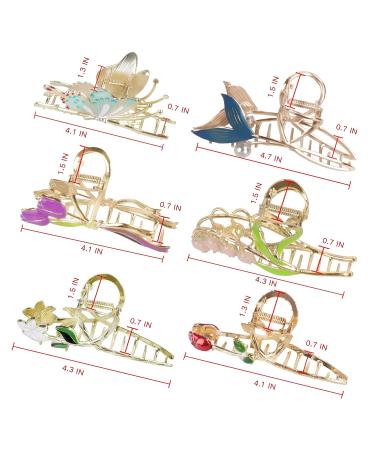 6 Pcs Flower Metal Hair Claw Clips - Cute Butterfly Design - Non-Slip Strong Hold - Fashion Hair Accessories for Women - Buy Online on GoSupps.com