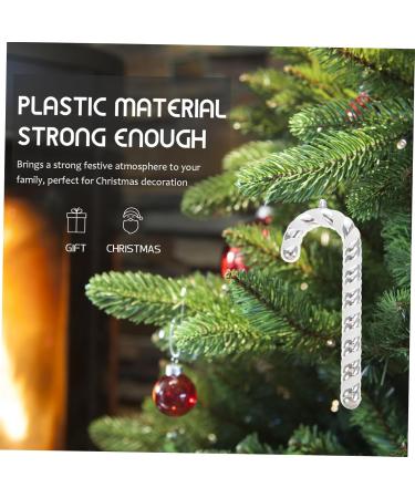 Yardenfun 2pcs Christmas Cane Plastic Playes Christmas Crutch Props Festival Adornment Lollipop Tree Indoor Silver 26x10.5x2.5cm - Buy Online on GoSupps.com