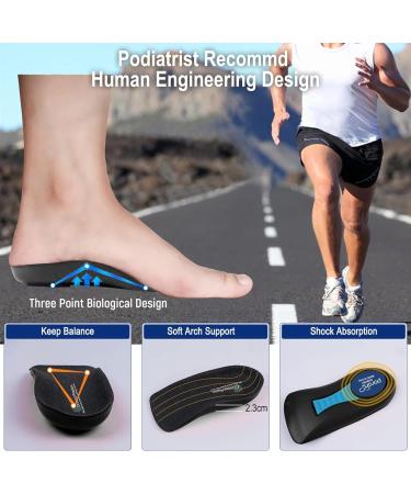High Support Arch Orthopedic Insoles for Plantar Fasciitis Relief | EU 39-46 | Shock-Damping Heel Pain & Flat Feet Solution - Black - Buy Online on GoSupps.com