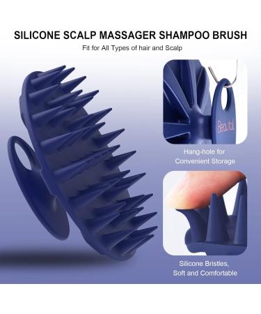 Beautail Scalp Massage Brush - Silicone Shampoo Brush for Hair Growth & Peeling Suitable for Men Women & Pets - Dark Blue - Buy Online on GoSupps.com