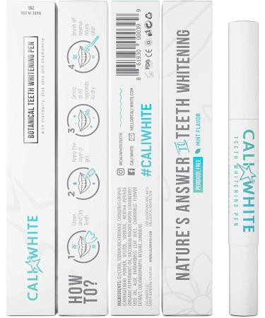 Cali White Vegan Natural Teeth Whitening Pen - Zero Peroxide Gel, Made in USA, Sensitive & Convenient On-The-Go Brush - Instant Professional Results & Organic Mint - Buy Online on GoSupps.com