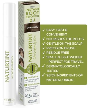  Naturtint Naturtint | Instant Root Retouch | Temporary gray hair repair for roots and eyebrows | Convenient and comfortable thanks to the brush | 98.5% natural ingredients | Dark Blonde | 10 ml - Buy Online on GoSupps.com