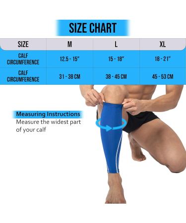 360 RELIEF Compression Calf Sleeves for Men and Women - Shin Splints, Muscle Cramps, Workout Support - M L XL Sizes with Laundry Bag - Blue XL-1PAIR - Buy Online on GoSupps.com