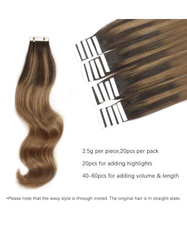 Buy Balayage Hair Tape In Extensions - Real Human Hair Invisible Double-Sided Chestnut Brown & Deep Dark Brown 50g 20 Pieces 45cm - Buy Online on GoSupps.com