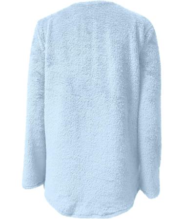 AMhomely Women's Plus Size Double Fleece Hoodie | Soft Teddy Fleece Pullover with V Neck & Pocket | Warm Winter Lounge Top | Blue 3XL - Buy Online on GoSupps.com