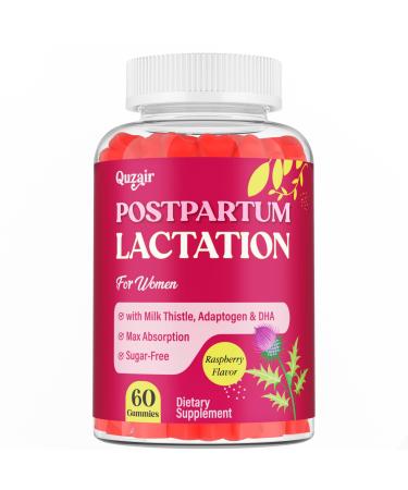 Lactation Supplement Postpartum Lactation Support Gummies with Milk Thistle Ashwagandha Omega-3 As Breast Milk Supply Booster for Brestfeeding Recovery Hair Growth Sugar Free Vegan 60 Count