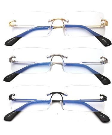 JM 3-Pack Frameless Blue Light Blocking Reading Glasses for Men - Mixed Color 1.0X Computer Readers - Buy Online on GoSupps.com