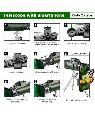 Pankoo 40X60 Monocular Telescope with Smartphone Holder & Tripod - HD Compact Monocular for Bird Watching, Hunting, Hiking - 2021 Power Prism Monoculars for Adults and Kids - Buy Online on GoSupps.com
