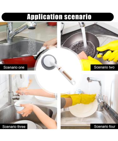 Shakven Stainless Steel Dish Scrubber Brush Stainless Steel Bristles Dish Scrub | Reusable Tile Cleaning Scrubber Brush for Countertops Cutting Boards Dishes White B - Buy Online on GoSupps.com