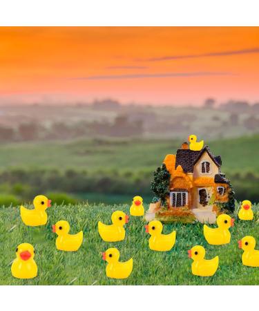 100Pcs Mini Resin Ducks Realistic Micro Landscape Ornament | Cute Baby Bath Toy | Aquarium & Dollhouse Decor - Yellow - Buy Online on GoSupps.com