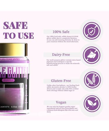 Annexual Purple Glitter Powder for Drinks - FDA-Certified Vegan Tasteless 15g | Perfect for Cocktails Cakes & More - Buy Online on GoSupps.com