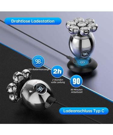 5-in-1 Electric Shaver for Men - Professional Bald Head Shaver with 7 Rotating Heads Waterproof & Wireless Rechargeable Care Kit - Buy Online on GoSupps.com