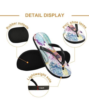 Mnsruu Tropical Floral Cactus Flower Flip Flops | Stylish Home Hotel Spa & Travel Footwear for Men & Women - Buy Online on GoSupps.com