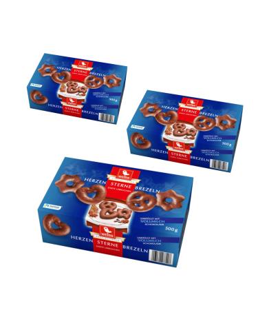 White delicate gingerbread hearts stars pretzels whole milk set of 3 (3x500g box blue)