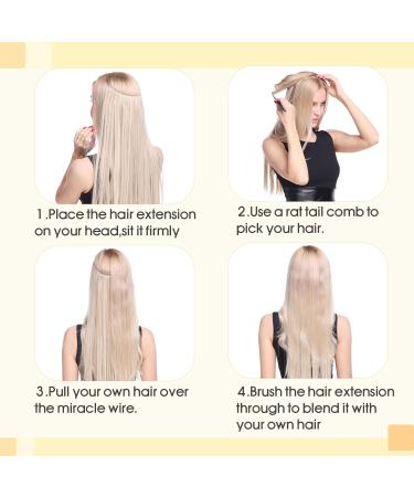 S-noilite Wire Hair Extensions Invisible Wire Extension Human Hair 100% Remy Natural Secret Wire Extensions Real Hair Pieces for Women (20 inch 60 Platinum Blonde) - Buy Online on GoSupps.com