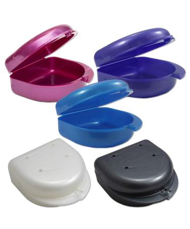 5 x Mouthguard Box for Ortho Retainers Sports Dentures Dentures and more Pearl Mix
