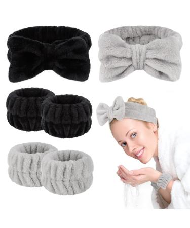 Araluky 6 Pcs Spa Headband Wrist Washband Scrunchies Cuffs for Washing Face Head and Wrist Bands for Washing Face Towel Wristbands for Washing Face Wash Headband and Wristband Set for Face Washing No Drip Cleansing Cuffs...