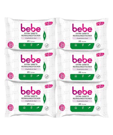 Bebe extra gentle cleaning towels (6 x 25 towels) vegan moisturizing make -up clothes with aloe vera facial cleaning towels without fragrances for sensitive skin - Buy Online on GoSupps.com