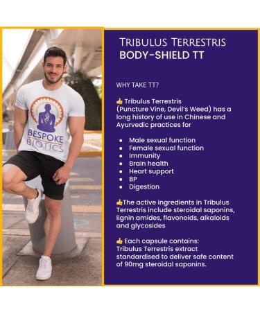 Tribulus Terrestris 2000mg 120 Caps - Vegan - Exercise Performance - Libido Support - Heart & Circulation - Low-T - 90MG Saponins - Body-Shield TT - Buy Online on GoSupps.com
