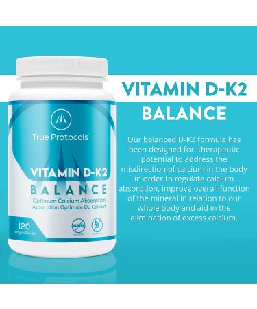 TRUE PROTOCOLS - Vitamin D-K2 Balance - Vitamin D3 (1000 IU) + Vitamin K2 MK7 (120 mcg) + Vitamin A (500 IU) - 240 Bioavailable Softgels For Strong Bones & Improved Muscle Function - 100% Non-GMO D3 K2 A Supplement 240 count (Pack of 1) 240.0 - Buy Online on GoSupps.com