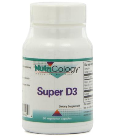 Nutricology Super D3 Dietary Supplement - Bone & Immune Support Cholecalciferol with C & E Vegetarian Capsules Gluten Free - 60 Count