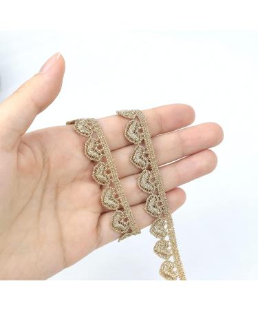 Gold Metallic Embroidered Lace Trim Ribbon for Sewing, Cake Decoration, Wedding Dress - 4.8 Yards - Buy Online on GoSupps.com
