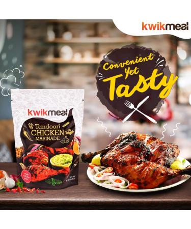 KWIKMEAL Tandoori Chicken Marinade - Restaurant Style at Home | 12 Spices, Yogurt, Fresh Ginger & Garlic | Handcrafted for Authentic Taste | 6-8 oz Packs - Buy Online on GoSupps.com