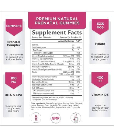 Prenatal Vitamin Gummies with DHA, Folic Acid & Immune Support - 60 Gummies (30 Day Supply) - Buy Online on GoSupps.com