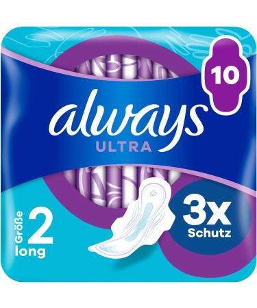 Always Ultra binding ladies size.2 long (10 women tapes with wings) thin and super absorbent odor -neutralizing and outlet protection 10 pieces (1 Pack) New