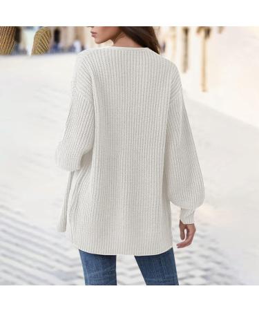 Gefomuofe Cardigans for Women Long Sleeve Cardigan for Women Pocket Jacket Cardigan Women's Blazer Cardigan Outerwear Elegant Shoulder Jacket Top Casual Top White XL - Buy Online on GoSupps.com