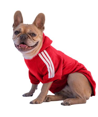 Ducomi dog sweater with hood for all sizes and races - warm and soft dog clothing - single -colored sweater for pets and puppies (red s) s red