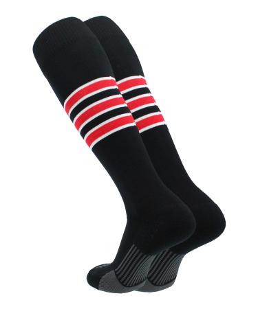 TCK Elite Performance Baseball Socks Dugout Softball Mens Womens Black/White/Scarlet Medium