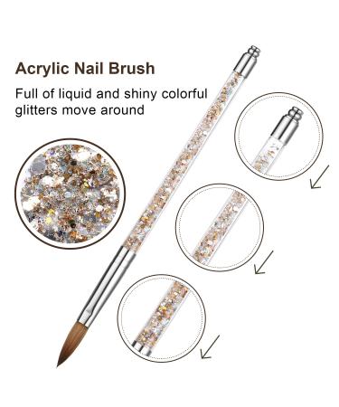 iBealous Size 8 Acrylic Nail Brush | Kolinsky Nail Art Drawing Brush with Liquid Glitter Handle | Perfect for Acrylic Extension Nails | Halloween Gift - 1 Pcs - Buy Online on GoSupps.com