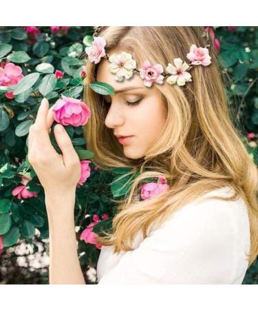 Flzonhut Daisy Flower Headband - 6 Piece Floral Hair Bands Adjustable Crown for Weddings Festivals & Beach Parties - Perfect Bridal Accessory - Buy Online on GoSupps.com