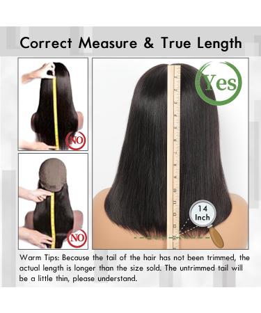 Buy YDDM 5x5 HD Lace 14 Inch Human Hair Bob Wig - Pre Plucked Glueless 180% Density | Ready to Wear Straight Lace Wig in Natural Black - Buy Online on GoSupps.com